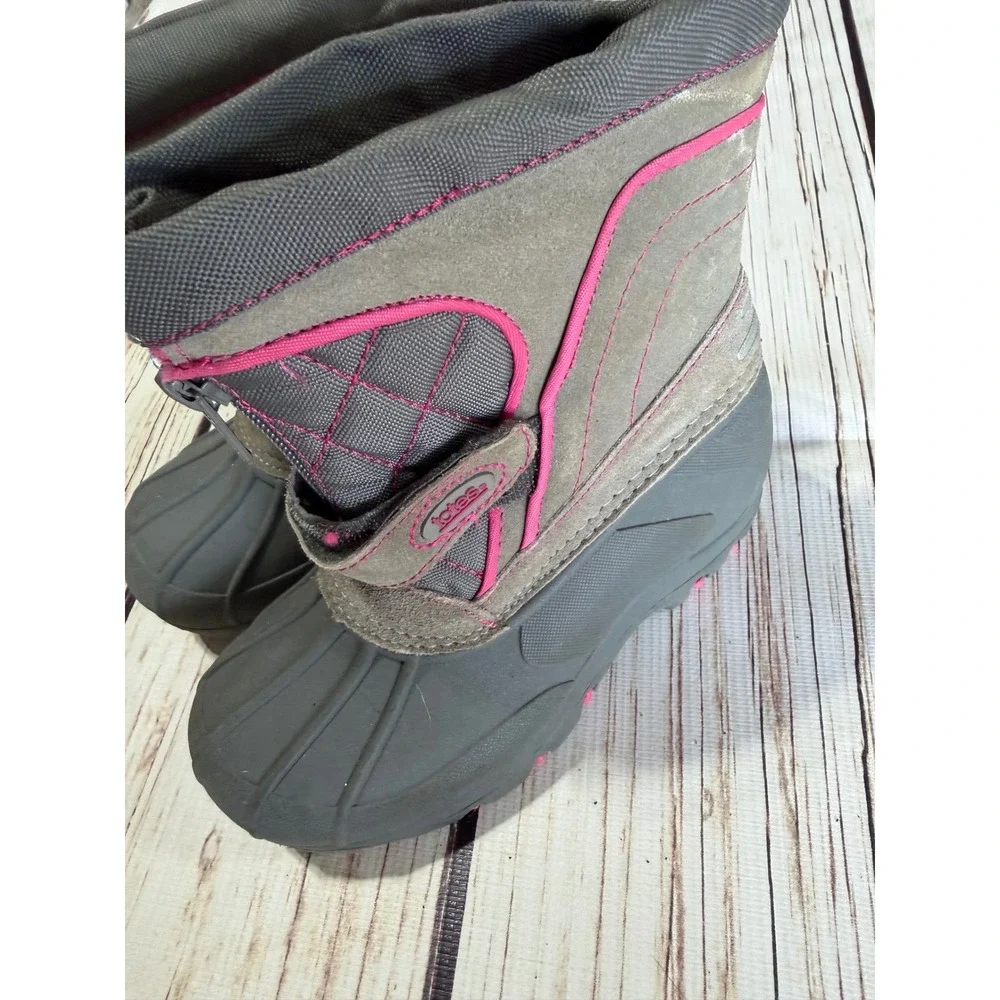Totes Girls Grey Pink Waterproof Winter Snow Boots Size 11 Kids Zipper Strap